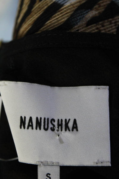 Nanushka Women's V-Neck Spaghetti Straps Lined Animal Print Blouse Size S