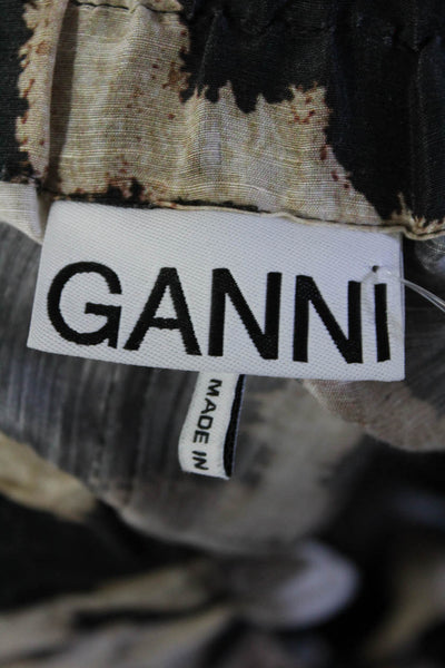 Ganni Women's High Waisted Cheetah Print Linen Shorts Brown Size 40