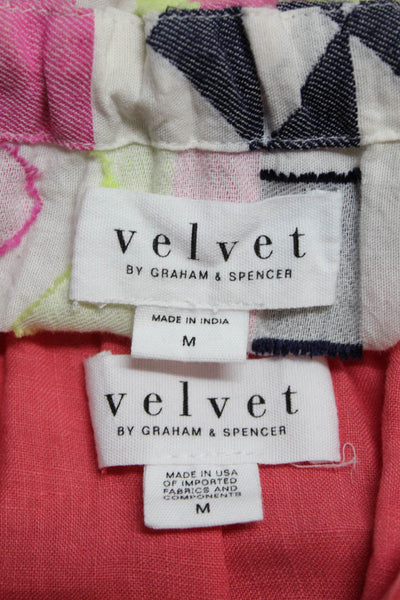 Velvet Women's Abstract Short Sleeve V-Neck Blouse White Size M Lot 2