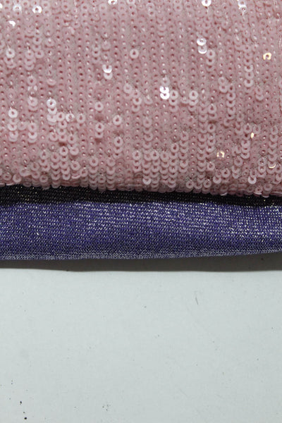Splendid Women's Short Sleeve Sparkly Striped Blouse Purple L Lot 2