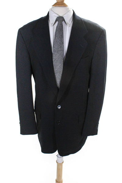 Jack Victor Mens Wool Buttoned Collar Darted Long Sleeve Blazer Black Size EUR44