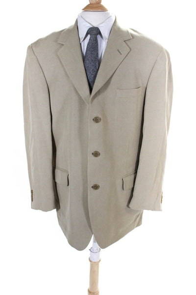 Andrew Fezza Mens Wool Buttoned Collared Long Sleeve Blazer Beige Size EUR42