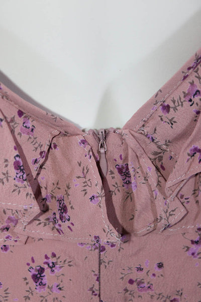 Flynn Skye Womens Pink Floral Tie Front Sleeveless Zip Back Shift Dress Size S