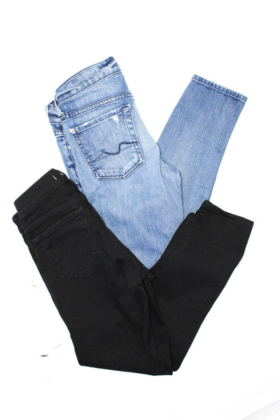 J Brand Womens Cotton Medium Wash Color Button Skinny Jeans Black Size 25 Lot 2