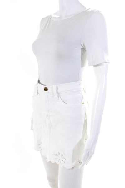 Frame Womens Cotton Battenberg Lace Darted A-Line Button Skirt White Size EUR24