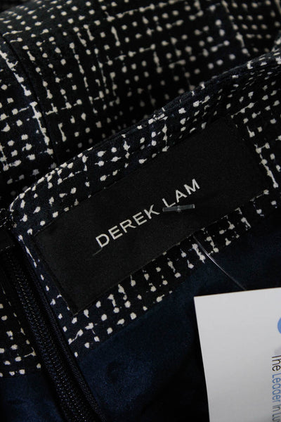 Derek Lam Womens Spot Back Zipped Short Sleeve Darted Sheath Dress Navy Size 8