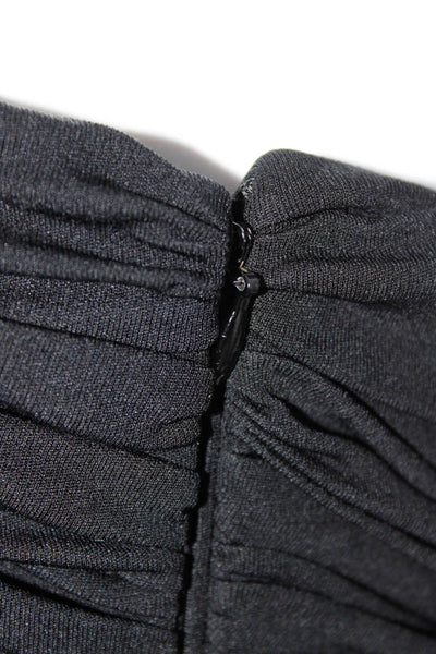 Giambattista Valli Womens Draped Pleated One Shoulder Sheath Dress Black Size XL