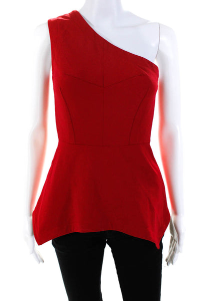 Yigal Azrouel Womens Darted One Shoulder Asymmetrical Hem Blouse Top Red Size 2