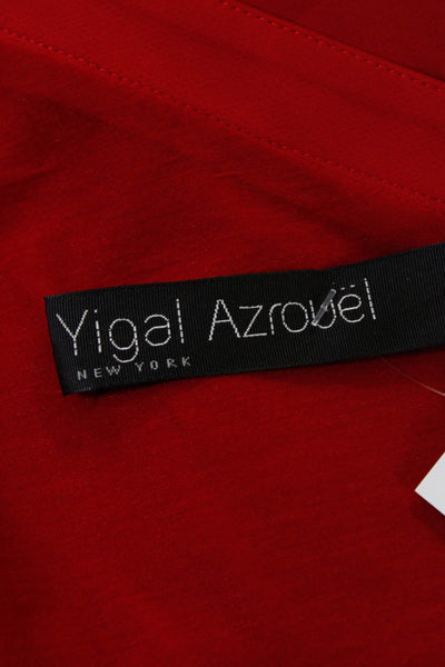 Yigal Azrouel Womens Darted One Shoulder Asymmetrical Hem Blouse Top Red Size 2