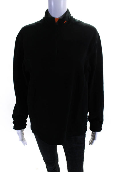 KJUS Systems Womens Fleece Quarter Zip Long Sleeved Jacket Black Orange Size M