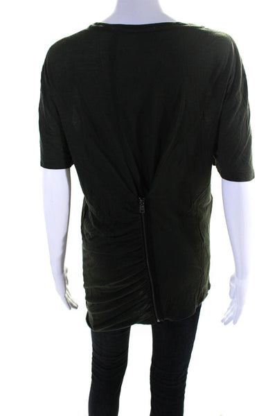 Alexander McQueen Womens Back Zipped Short Sleeve Round Neck Tops Green Size M