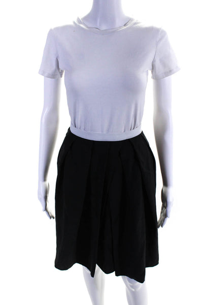 Marni Womens Silk Pleated Side Zipped Elastic A-Line Midi Skirt Black Size EUR46