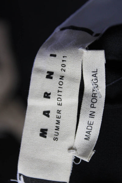 Marni Womens Silk Pleated Side Zipped Elastic A-Line Midi Skirt Black Size EUR46