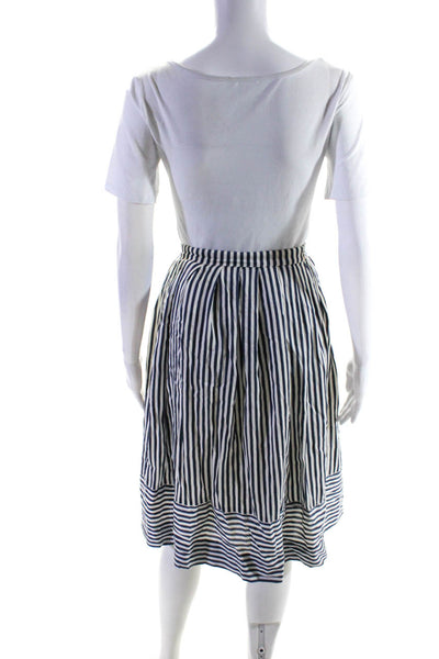 Piazza Sempione Womens Striped A Line Skirt Navy Blue White Size EUR 48
