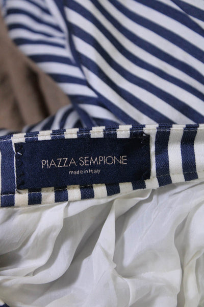 Piazza Sempione Womens Striped A Line Skirt Navy Blue White Size EUR 48