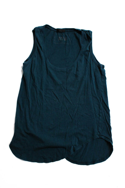 ATM J Crew Womens Solid Cotton Round Scoop Neck Tank Shirt Blue Size XS Lot 2
