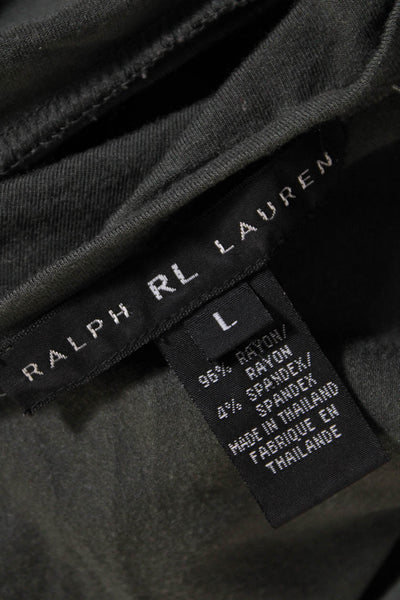 Ralph Lauren Women's Rayon Long Sleeve Crew Neck Bodycon Maxi Dress Green Size L