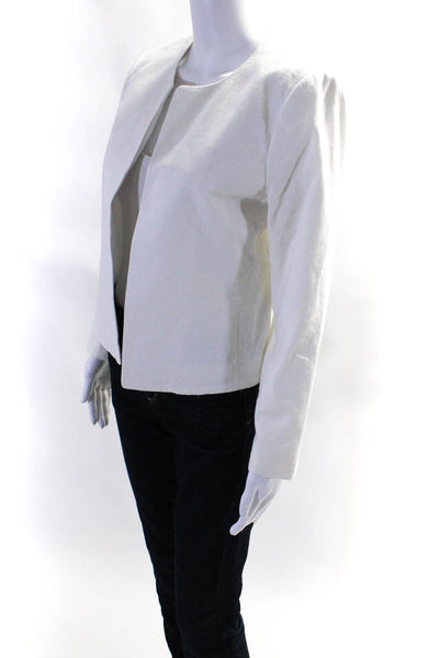 J Crew Womens Linen Lightweight Long Sleeve Casual Open Jacket White Size S