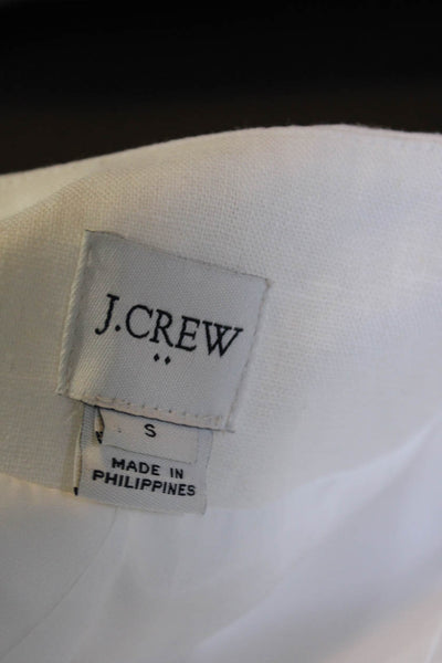 J Crew Womens Linen Lightweight Long Sleeve Casual Open Jacket White Size S