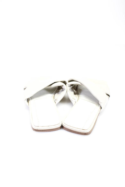 Zara Women's Square Toe Flat Strappy Sandals Beige White Size 38 40 Lot 2