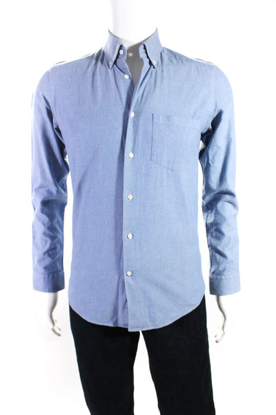 Reiss Mens Cotton Collared Button Up Long Sleeve Dress Shirt Blue Size S