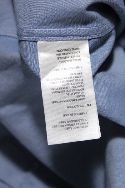 Reiss Mens Cotton Collared Button Up Long Sleeve Dress Shirt Blue Size S