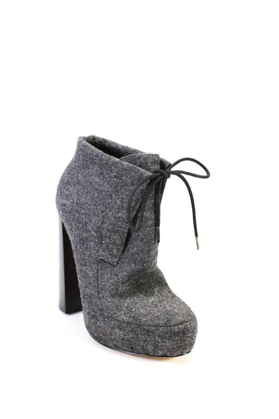 Alexander Wang Womens Wool Lace Up High Heel Ankle Boots Gray Size 35 5