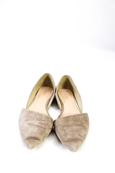 J Crew Womens Leather Suede Pointed Toe D'orsay Flats Light Gray Size 7.5US