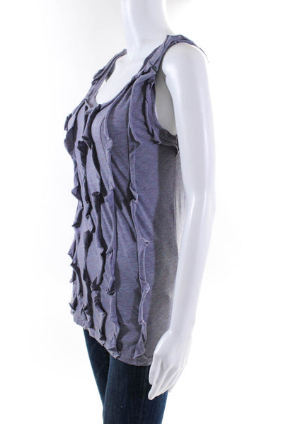 Marc Jacobs Womens Jersey Ruffle Sleeveless Blouse Tank Top Purple Size XS