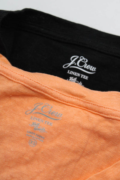 J Crew Womens Solid Orange Linen V-Neck Short Sleeve Tee Top Size XS lot 2