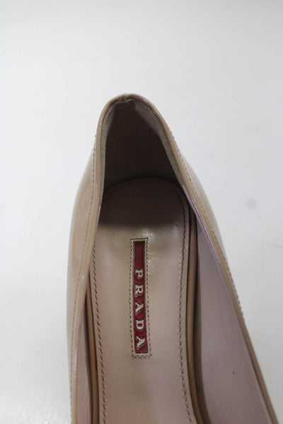 Prada Women's Open Toe Cone Heels Pumps Shoes Nude Size 8.5