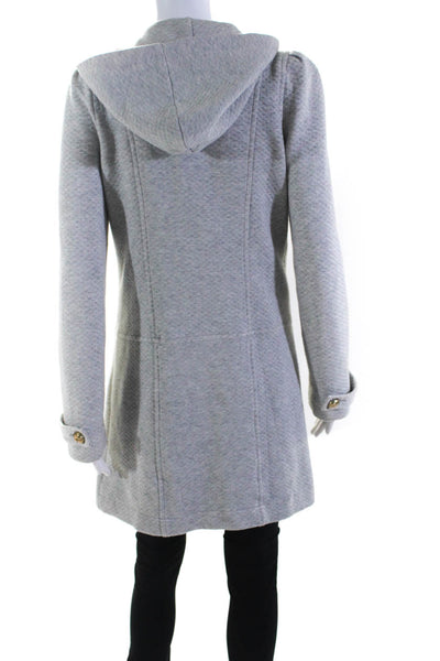 Juicy Couture Womens Hooded Open Front Solid Cotton Long Jacket Gray Size Small