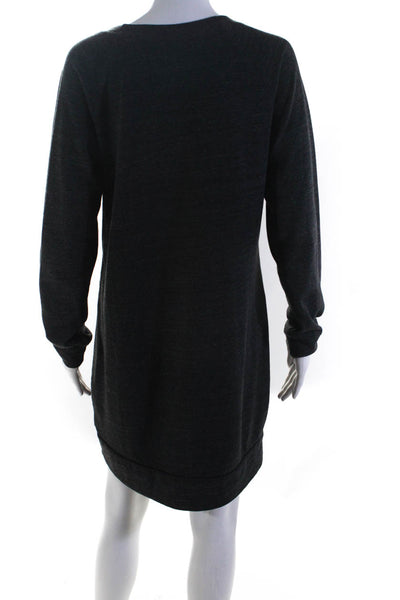 Splendid Womens Scoop Neck Solid Long Sleeve Sweater Dress Gray Size Large