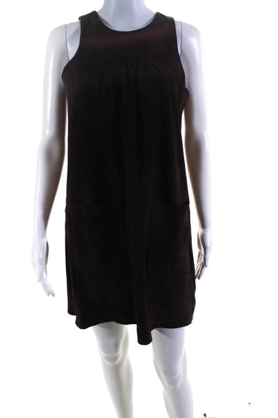 Joie Womens Scoop Neck Sleeveless Solid Suede Midi Dress Brown Size Small
