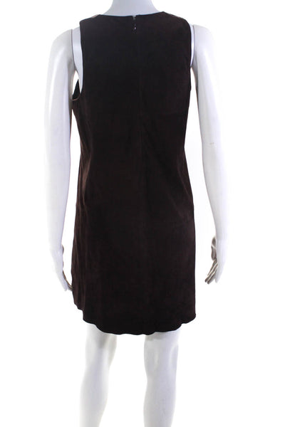 Joie Womens Scoop Neck Sleeveless Solid Suede Midi Dress Brown Size Small