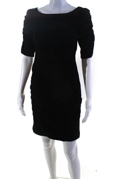 Nanette Lepore Womens Ruched Scoop Neck Half Sleeve Pencil Dress Black Size 2