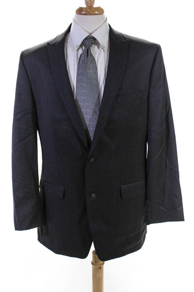 Calvin Klein Mens Dark Gray Wool Two Button Long Sleeve Blazer Jacket Size 44L