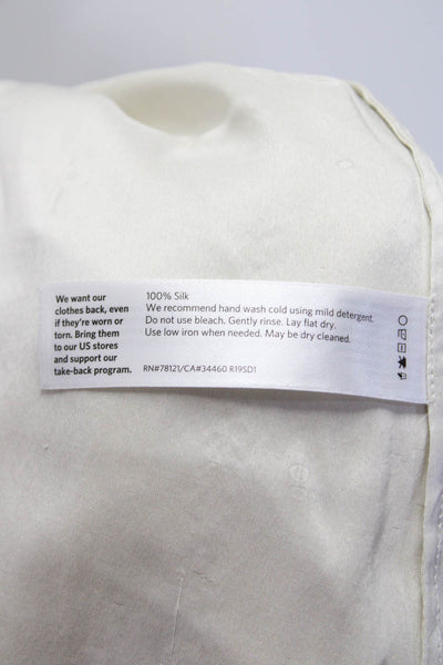 Eileen Fisher Petites Women's Silk Long Sleeve V Neck Blouse Ivory Size PL