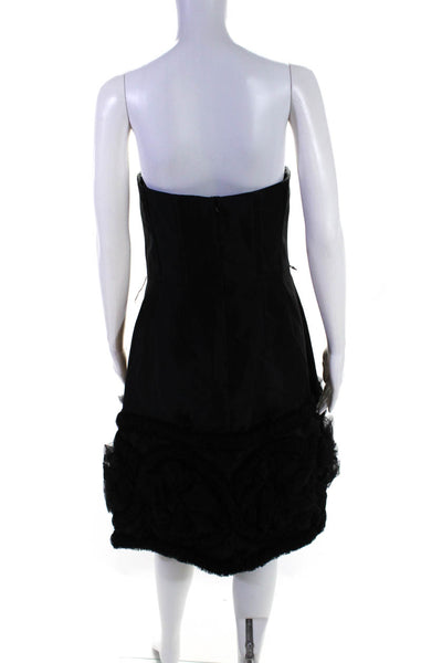 Badgley Mischka Womens Textured Hem Sleeveless Corset Midi Dress Black Size 10
