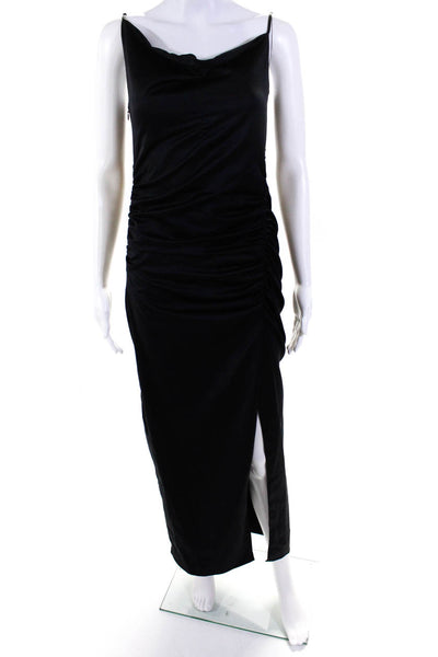 Maje Womens Solid Cowl Neck Spaghetti Strap Floor Length Gown Black Size 36
