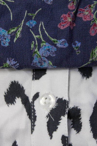 Rails Womens Floral Animal Print Button Shirt Shorts White Blue Size XS/M Lot 2