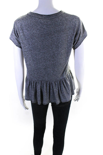 The Great Women's Crewneck Short Sleeves Peplum T-Shirt Gray Size 0