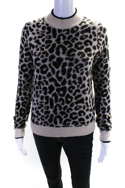 Hartley Women's Mock Neck Long Sleeves Animal Print Sweater Black Size XS