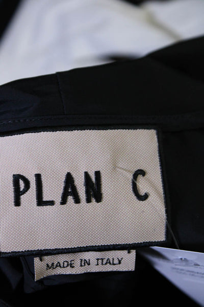 Plan C Womens V Neck Taffeta Sleeveless Mini Shift Dress Black Size IT 42