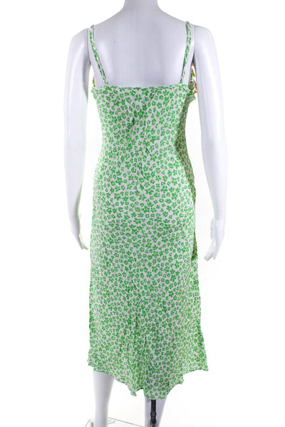 Rixo X Target Womens Green Animal Print Ruffle Sleeveless Shift Dress Size S
