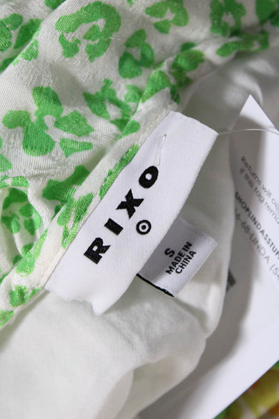 Rixo X Target Womens Green Animal Print Ruffle Sleeveless Shift Dress Size S