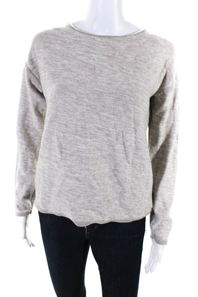 Athleta Womens Cotton Knit Crew Neck Long Sleeve Pullover Top Gray Size M
