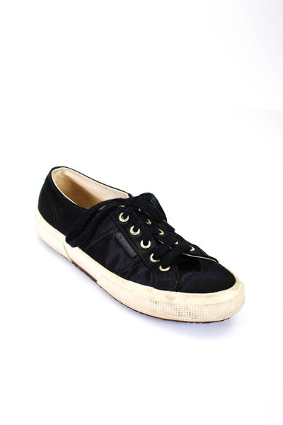 Superga x The Man Repeller Womens Satin Lace Up Low Top Sneakers Black Size 6