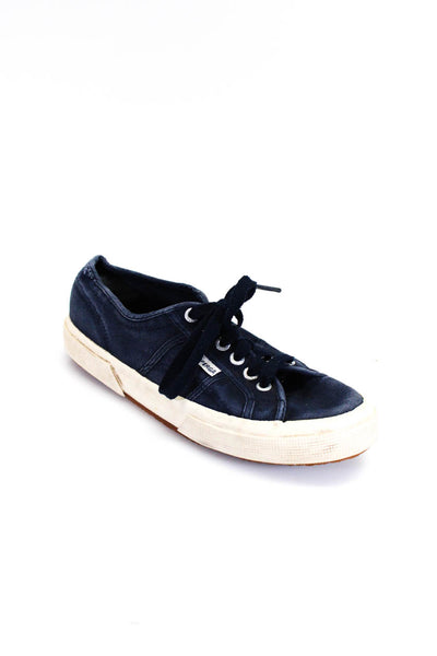 Superga Womens Darted Textured Lace-Up Textured Sole Sneakers Navy Size EUR39
