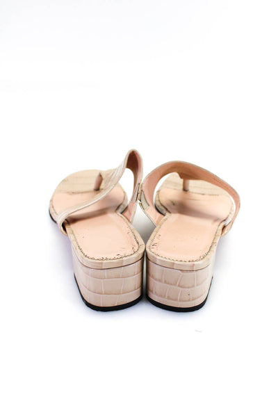 J Crew Womens Embossed Leather Thong Slide On Sandals Beige Size 8